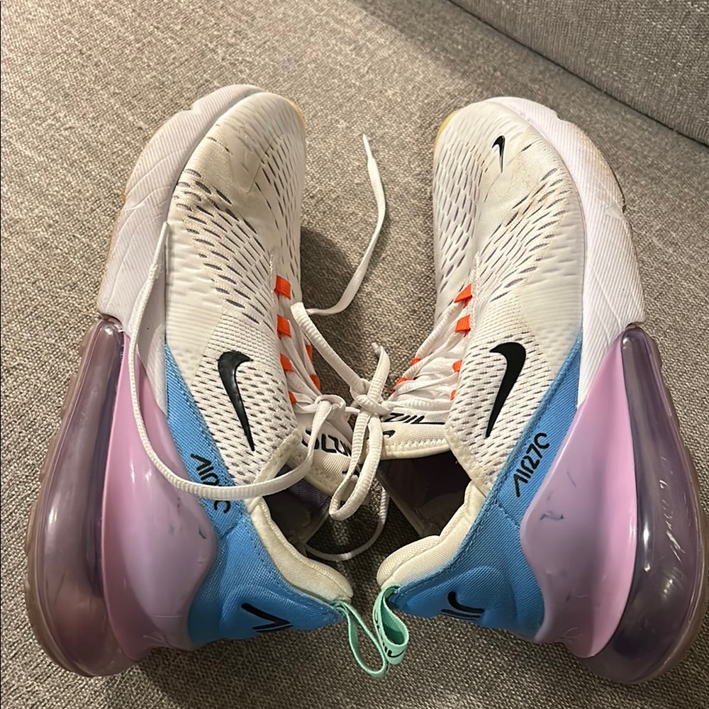 Nike Air Max 270 White with Orange and Blue Accents - Picture 5 of 9